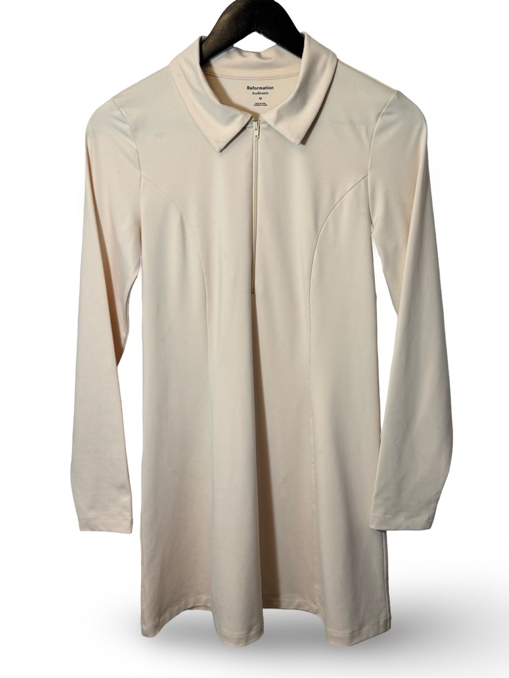 Reformation EcoStretch Long Sleeve Zip Tennis Dress Set, Cream [Size M]